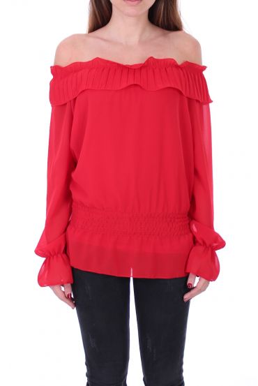 BLOUSE EPAULES DENUDEES 0503 ROUGE