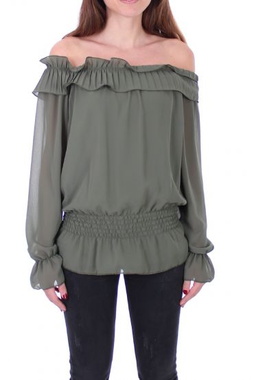 BLUSA DE HOMBROS DENUDEES 0503 VERDE MILITAR