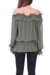 BLUSA DE HOMBROS DENUDEES 0503 VERDE MILITAR