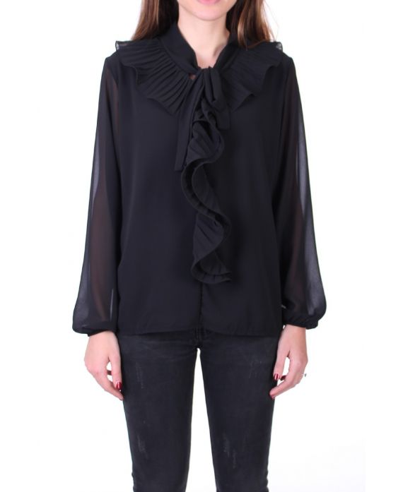 BLOUSE NECKLINE RUSTLE 0507 BLACK