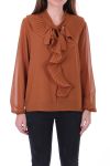 BLOUSE NECKLINE RUSTLE 0507 CAMEL