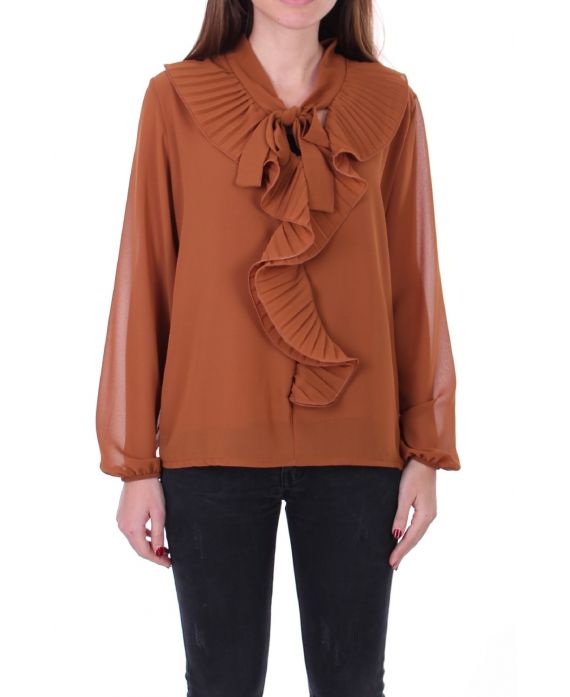 BLOUSE NECKLINE RUSTLE 0507 CAMEL