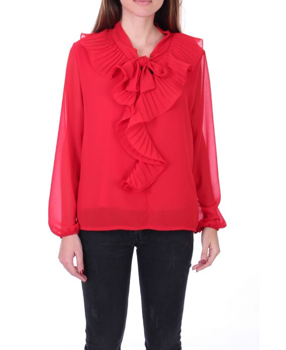 BLOUSE ENCOLURE FROUFROU 0507 ROUGE