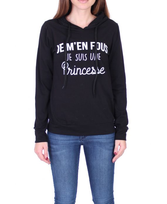 SWEAT JE SUIS UNE PRINCESSE 0508 NOIR