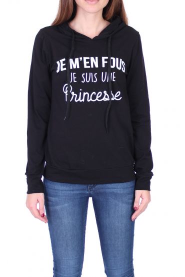 SWEAT JE SUIS UNE PRINCESSE 0508 NOIR