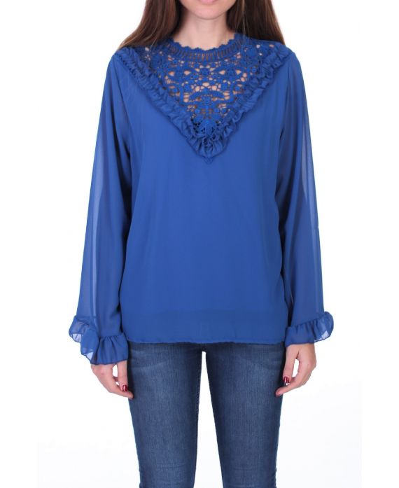 BLOUSE DENTELLE 0511 BLEU ROYAL