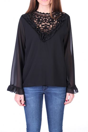 BLUSA DE ENCAJE 0511 NEGRO