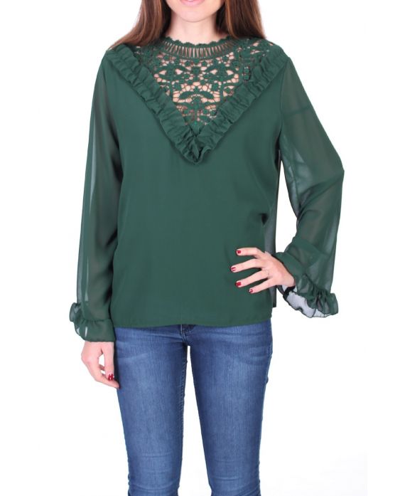 BLUSA DE ENCAJE 0511 VERDE MILITAR