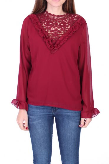 BLOUSE DENTELLE 0511 BORDEAUX