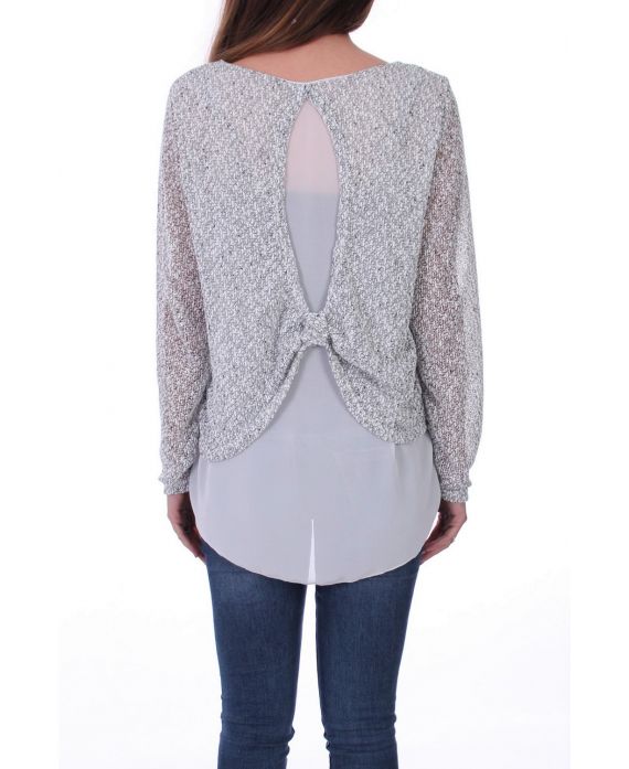 PULL 2 EN 1 DOS NOUE 0517 GRIS