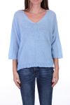 MAGLIA PULLOVER COLLO A V 0521 CIELO BLU