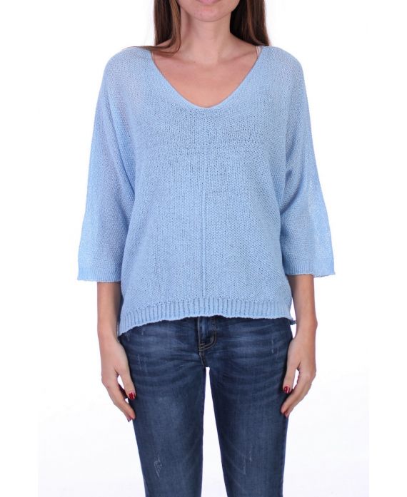 GEBREIDE PULLOVER MET V-HALS 0521 SKY BLUE