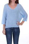 GEBREIDE PULLOVER MET V-HALS 0521 SKY BLUE