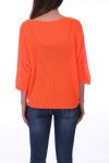 GEBREIDE PULLOVER MET V-HALS 0521 ORANJE FLUO