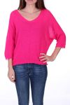 KNIT PULLOVER V-NECK 0521 NEON PINK