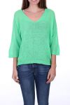 KNIT PULLOVER V-NECK 0521 NEON GREEN