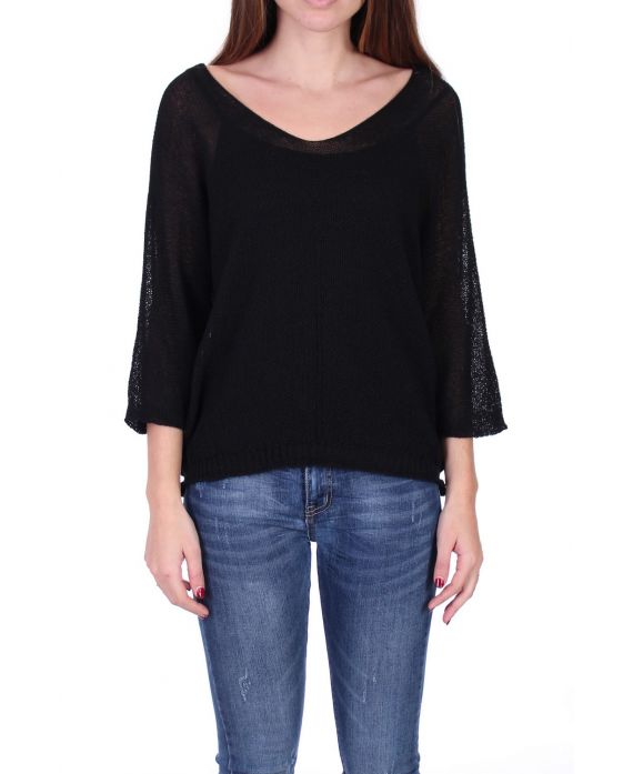 KNIT PULLOVER V-NECK 0521 BLACK