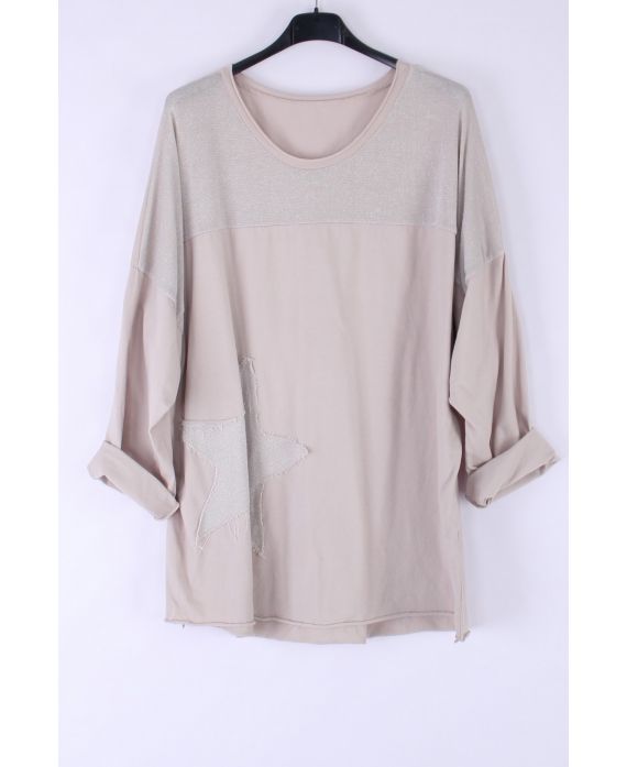LARGE SIZE TOP EFFECT SILVER STAR 0546 BEIGE