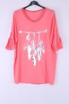 GRANDE TAILLE TOP PLUMES 0548 CORAIL