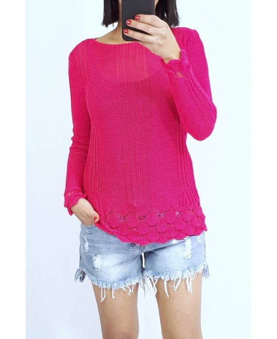 PULL EN MAILLE FANTAISIE 0509 FUSHIA