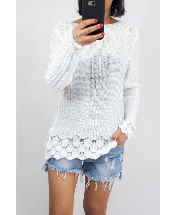 PULL EN MAILLE FANTAISIE 0509 BLANC