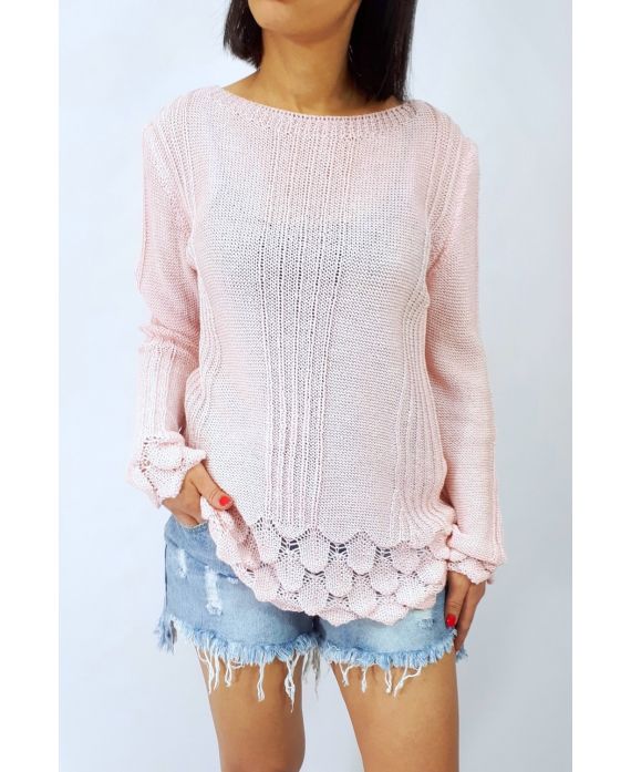 PULL EN MAILLE FANTAISIE 0509 ROSE