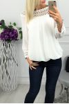 BLUSA DE ESCOTE DE ENCAJE 0518 BLANCO