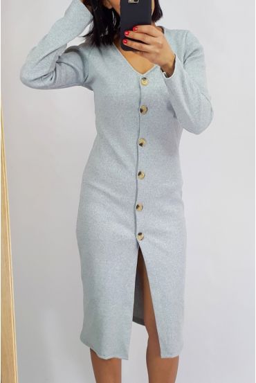 DRESS HAS BUTTONS 0513 GREY