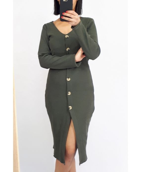 DRESS HAS BUTTONS 0513 MILITARY GREEN