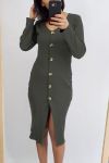 DRESS HAS BUTTONS 0513 MILITARY GREEN
