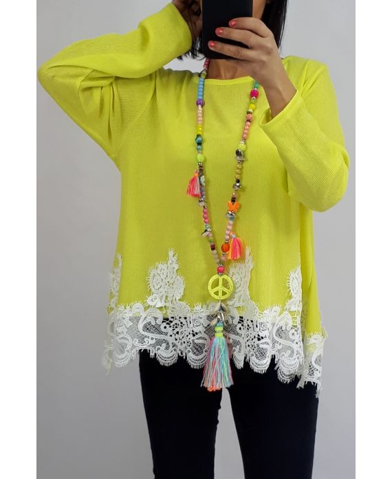 PULL BASE DENTELLE 0534 JAUNE