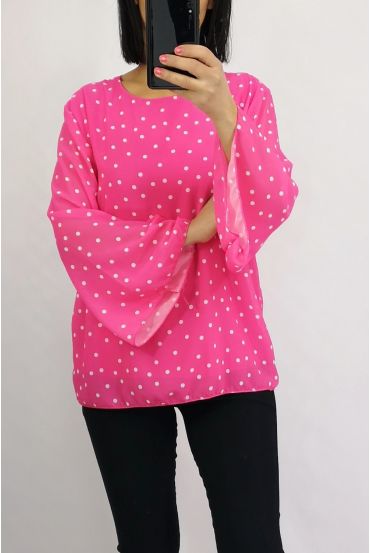 BLOUSE VOILAGE A POIS 0505 FUSHIA