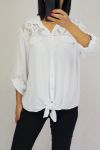BLOUSE HAS TIE GLITTER 0555 WHITE