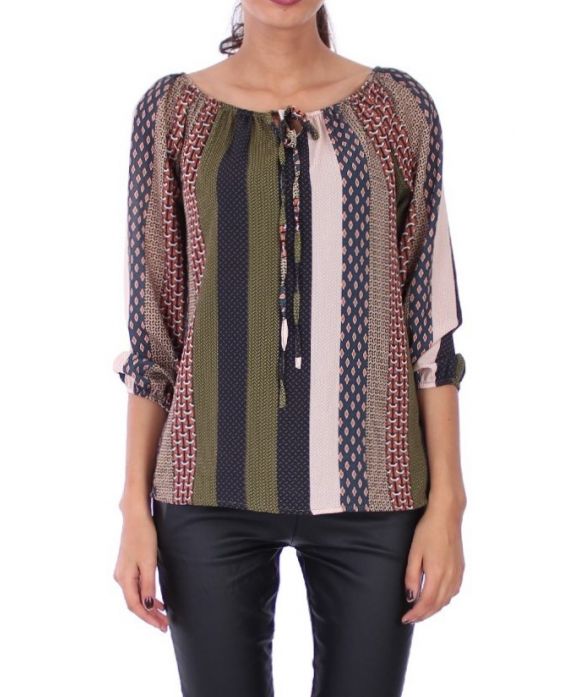 BLOUSE PRINTED 0263 KHAKI