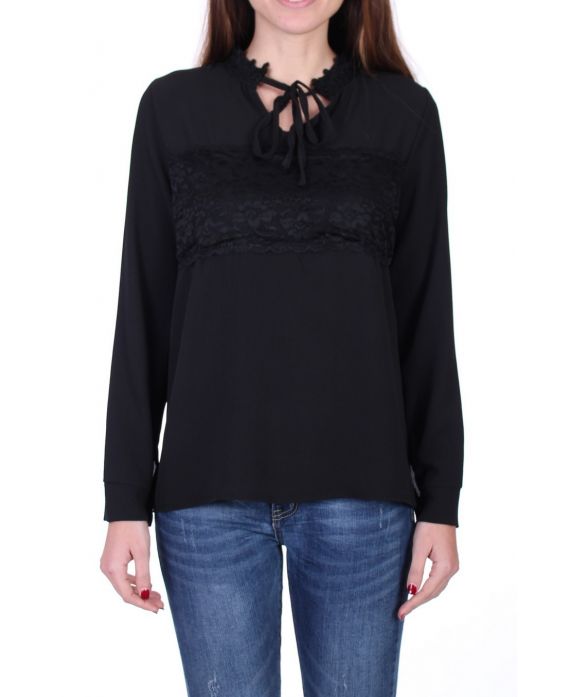 BLUSA DE ENCAJE 0525 NEGRO