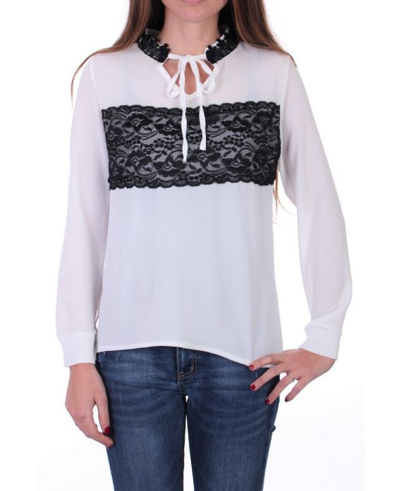 BLUSA DE ENCAJE 0525 BLANCO