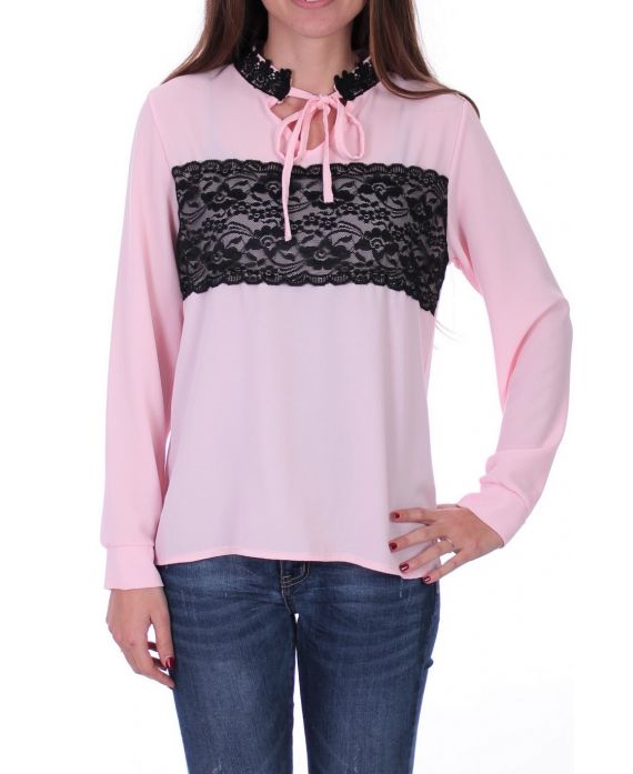 BLUSA DE ENCAJE 0525 ROSA