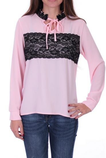 BLUSA DE ENCAJE 0525 ROSA