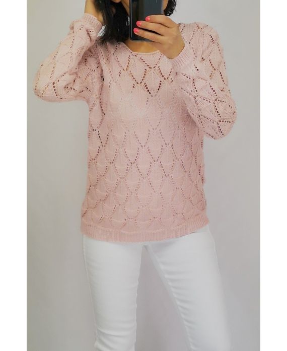 KNIT PULLOVER AJOUREE 0528 ROSE