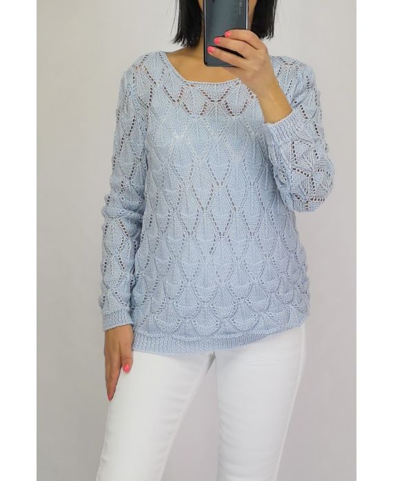 KNIT PULLOVER AJOUREE 0528 SKY BLUE