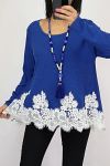 PULL BASE DENTELLE 0534 BLEU ROYAL