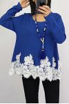 PULL BASE DENTELLE 0534 BLEU ROYAL