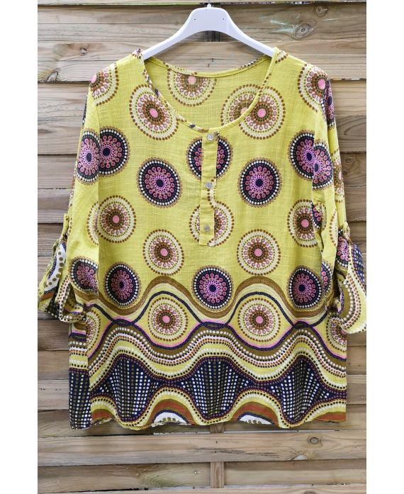 LARGE SIZE TUNIC PRINTED ETHNIC 0569 YELLOW