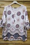 LARGE SIZE TUNIC PRINTED ETHNIC 0569 WHITE