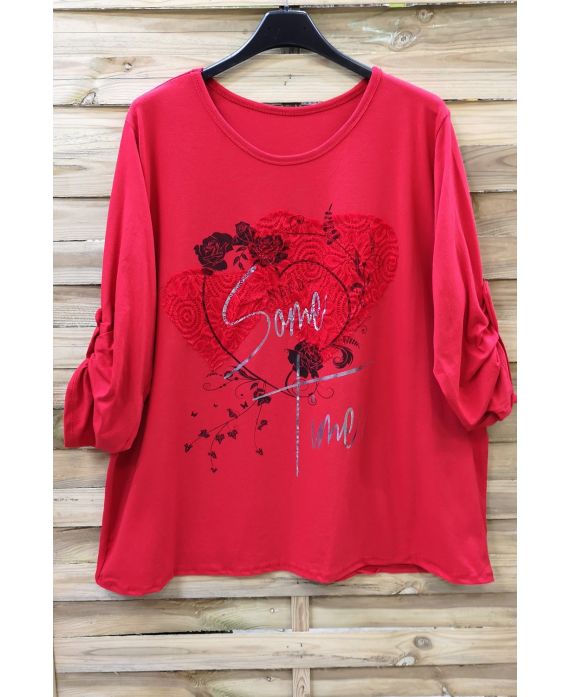 GRAN TAMAÑO DE LA TÚNICA DE CORAZÓN DE ENCAJE 0573 ROJO