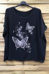 LARGE SIZE TOP BUTTERFLY RHINESTONE 0583 BLACK