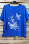 GRANDE TAILLE TOP PAPILLON STRASS 0583 BLEU ROYAL