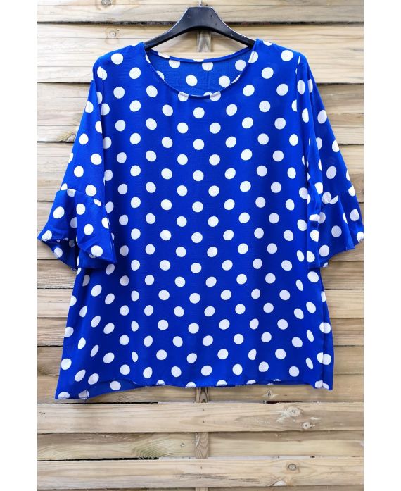 LARGE SIZE TUNIC TOP HAS POLKA DOT 0584 ROYAL BLUE