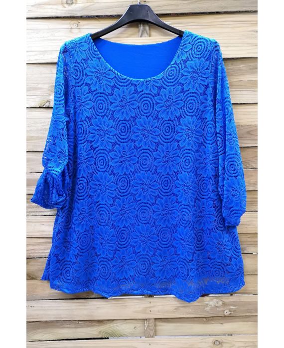 LARGE SIZE TUNIC TOP LACE 0585 ROYAL BLUE