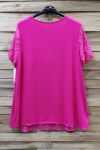 GRANDE TAILLE TOP DENTELLE + COLLIER 0588 FUSHIA